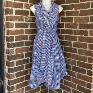 Eva Franco Gingham floral embroidered dress 🌼❤️
